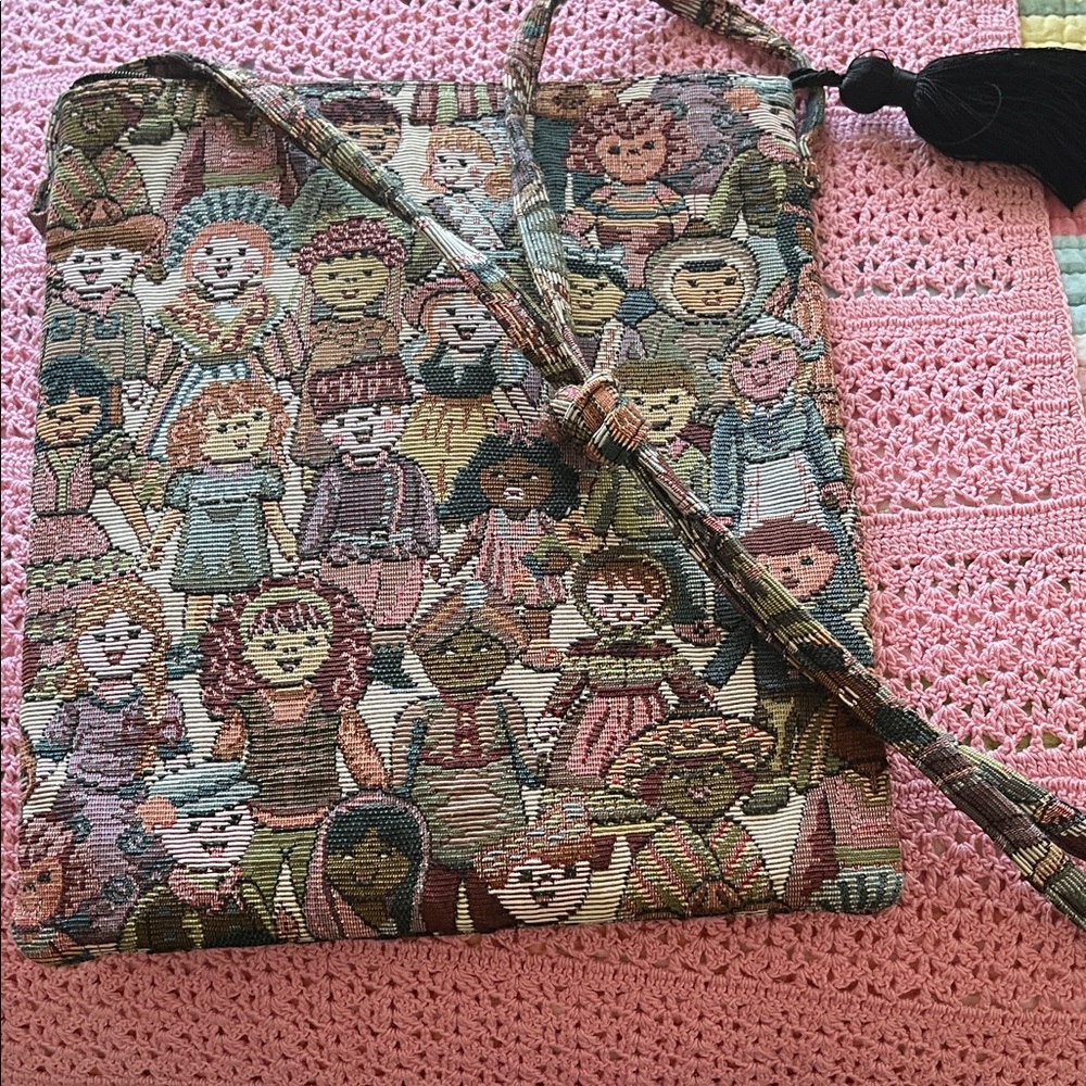Tapestry Doll-Print Crossbody Bag in Multicolor - Picture 2 of 4